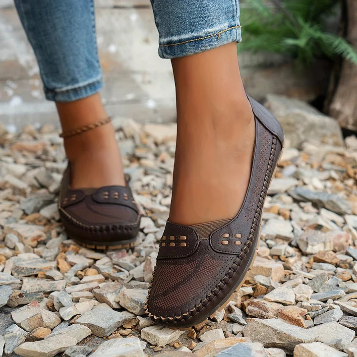 Women's Shoe Suede Slip On Flat Cushioned Footbed