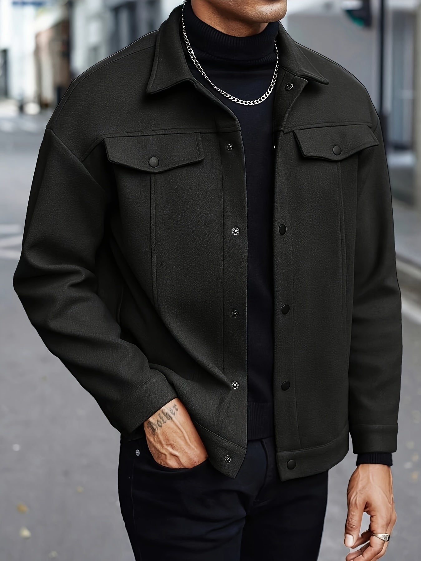 Men's Button Front Jacket Lapel Collar Regular Fit