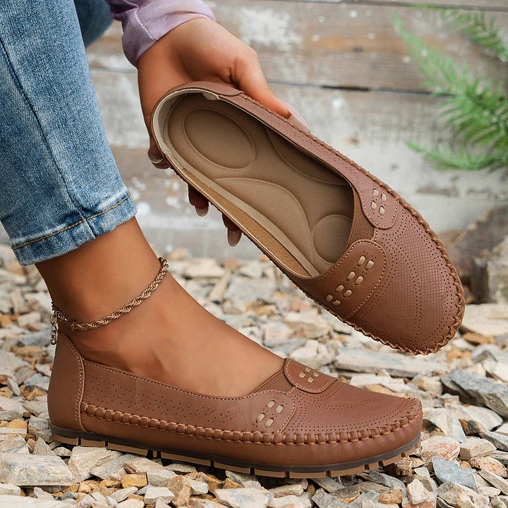 Women's Shoe Suede Slip On Flat Cushioned Footbed
