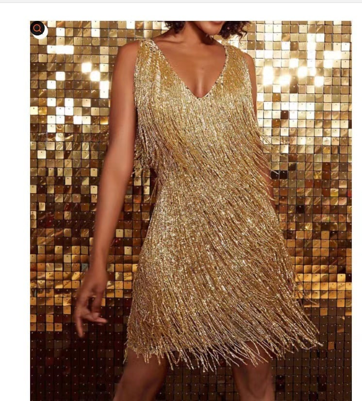 Fringe Party Dress Women Soft Breathable Blend Above Knee Figure Flattering