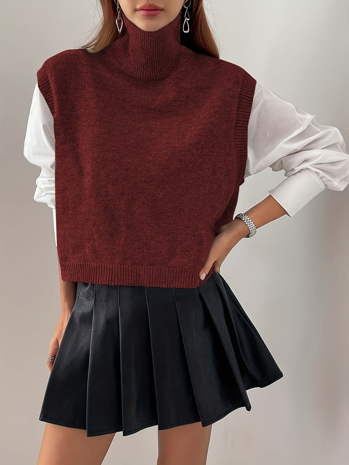 Hannah | Women's High-Neck Sleeveless Sweater Vest