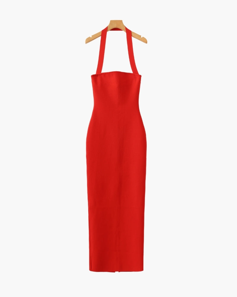 Aureline / Halter Neck Slim Fit Maxi Dress