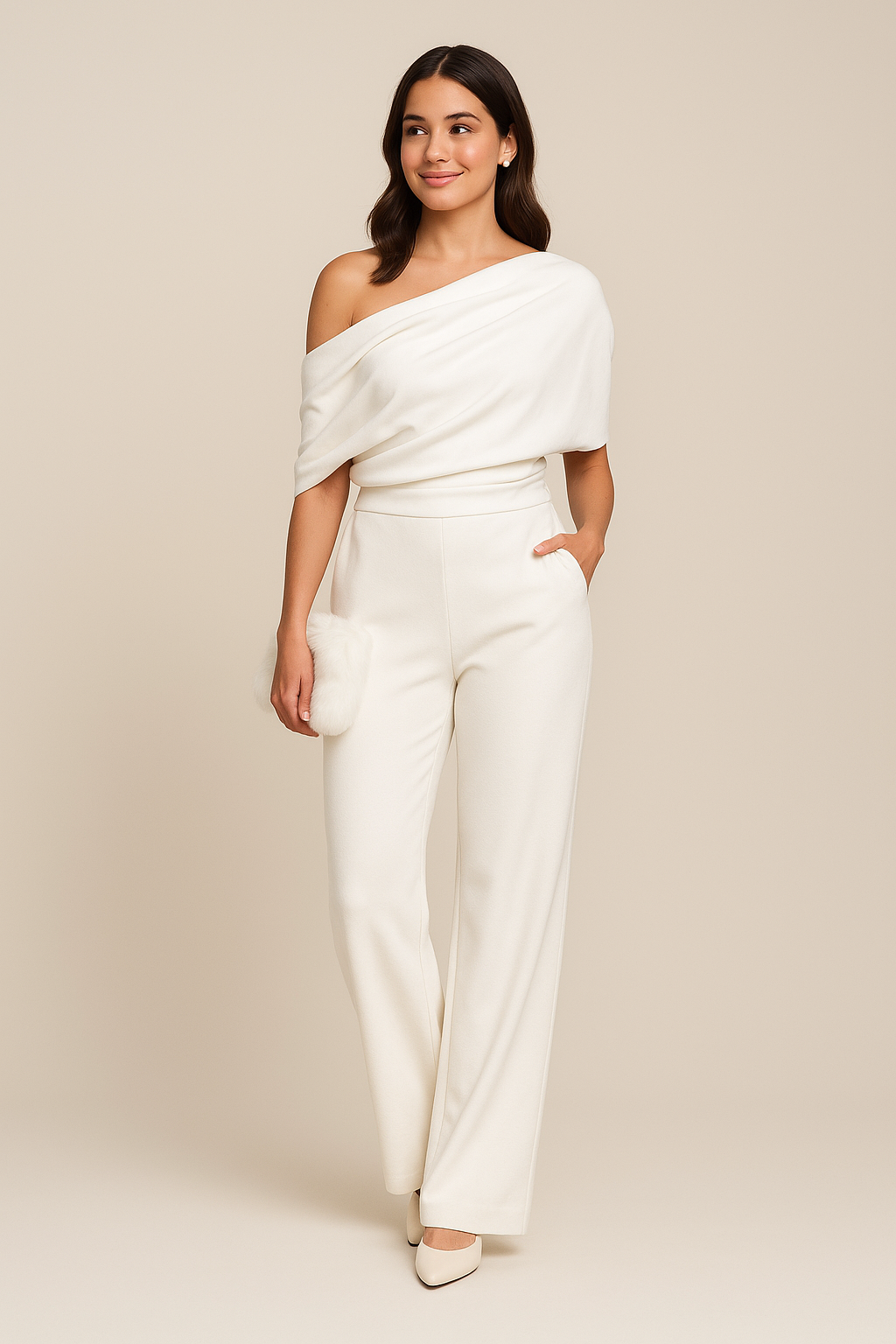 Jovina / Women’s Polyester-Blend Wide-Leg Jumpsuit with Tie Waist