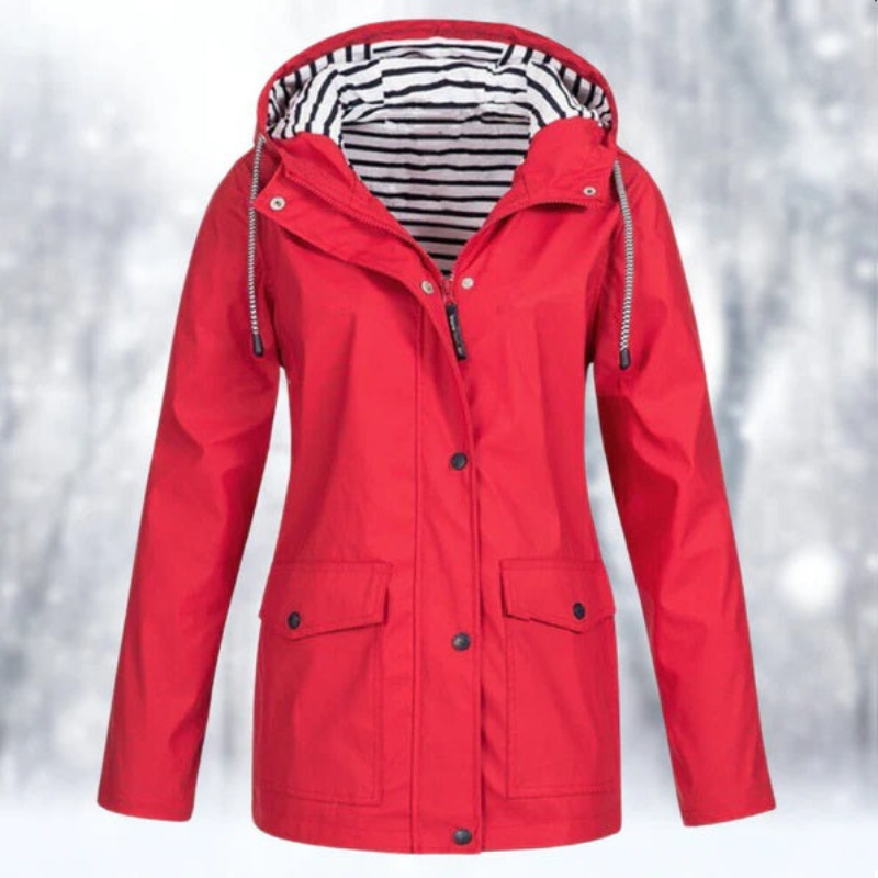 Women's Raincoat Nylon Waterproof Hooded Long Sleeve