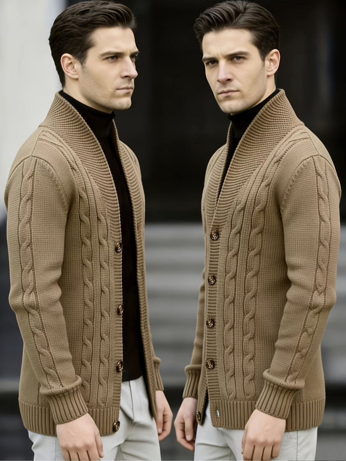 Benedict | Men's Cable-Knit Button-Front Cardigan