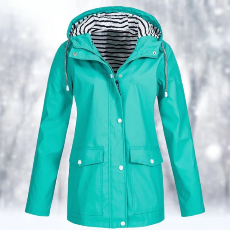 Women's Raincoat Nylon Waterproof Hooded Long Sleeve