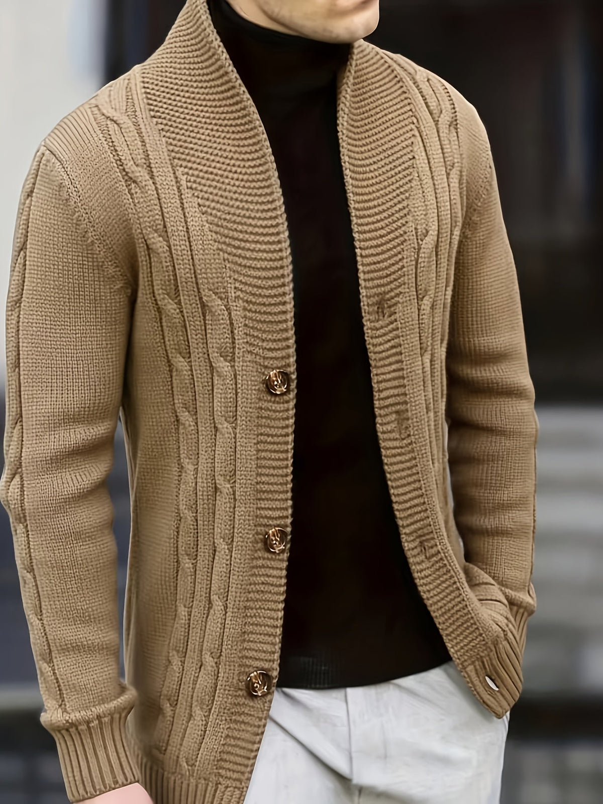 Benedict | Men's Cable-Knit Button-Front Cardigan