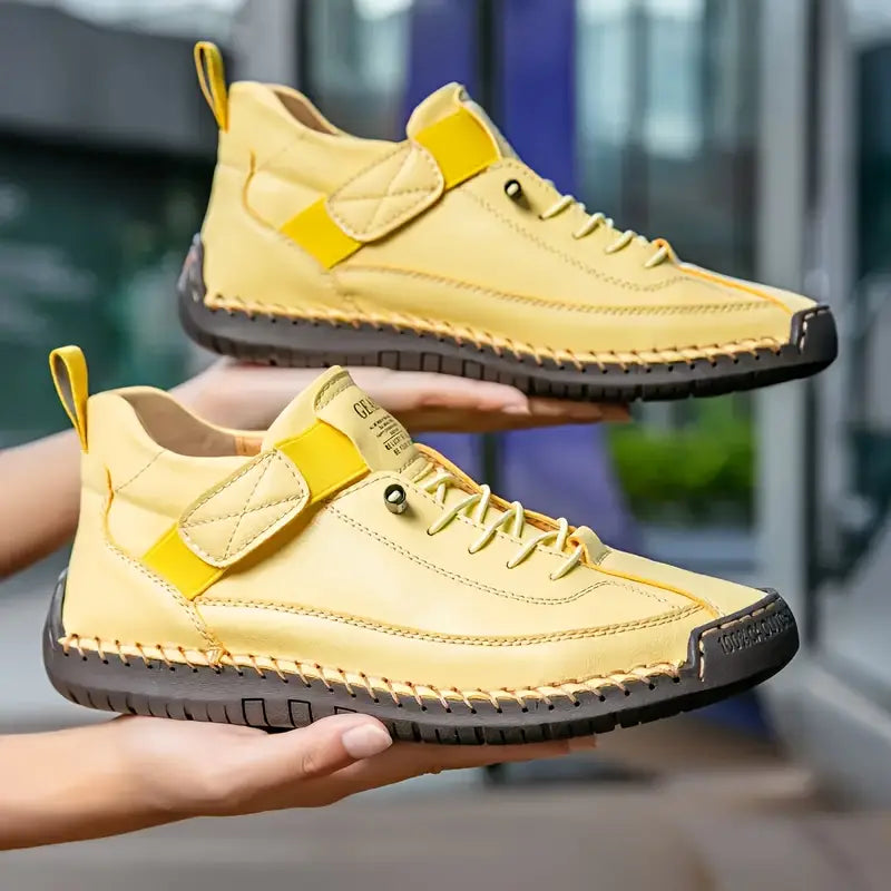 Women Sneaker Leather Slip On Cushioned Wide Fit