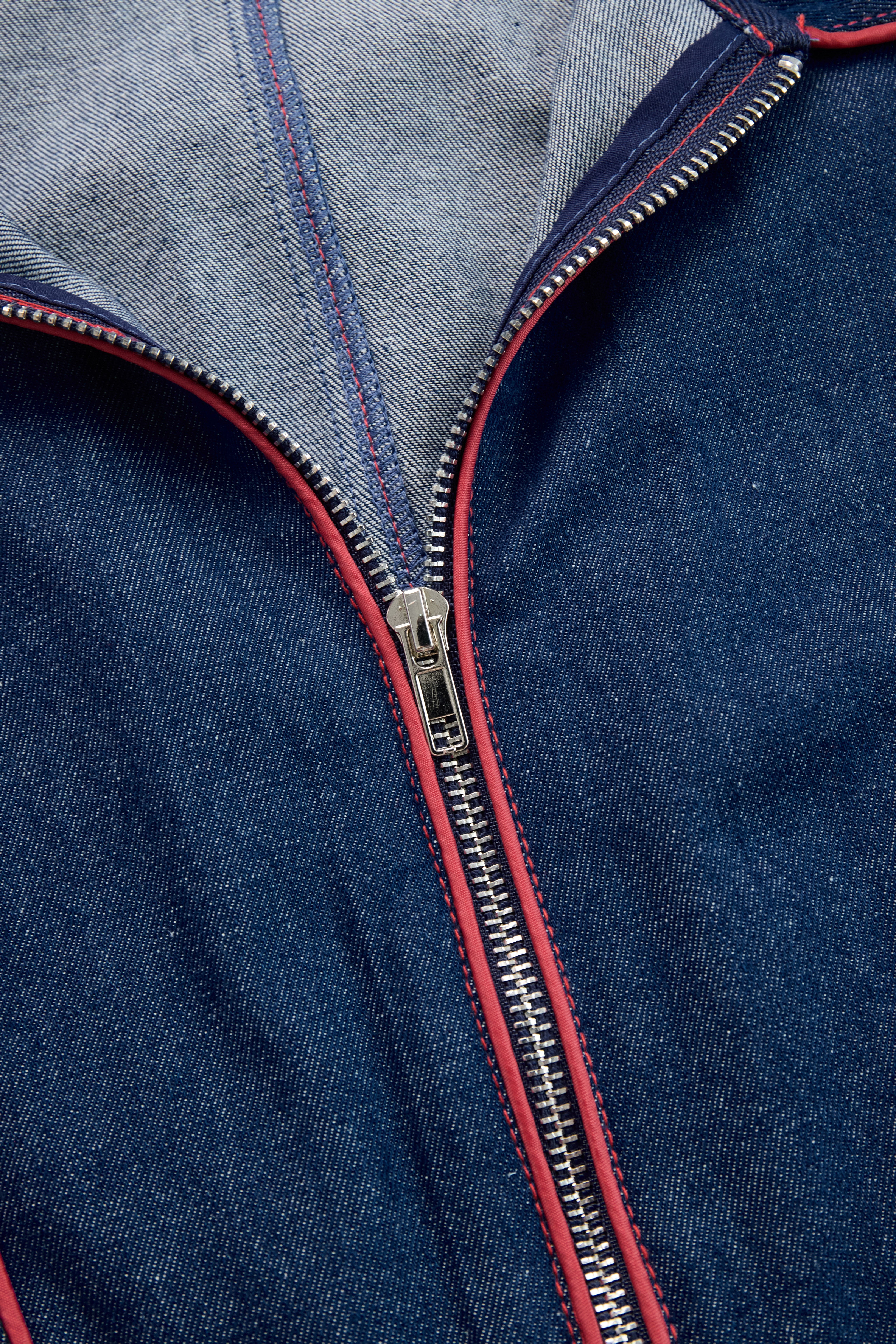 Oyros / Women’s Red Denim Jumpsuit with Wide-Leg Fit