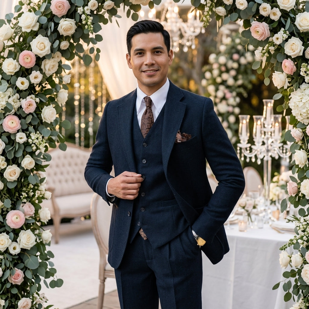 Montgomery | Men's Tweed-Style Three-Piece Wedding Suit - product photo 12