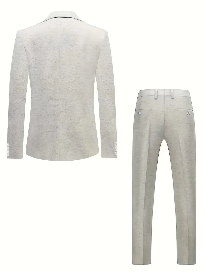 Men's Linen Suit Two Piece Notch Lapel Two Button Slim Fit Wedding