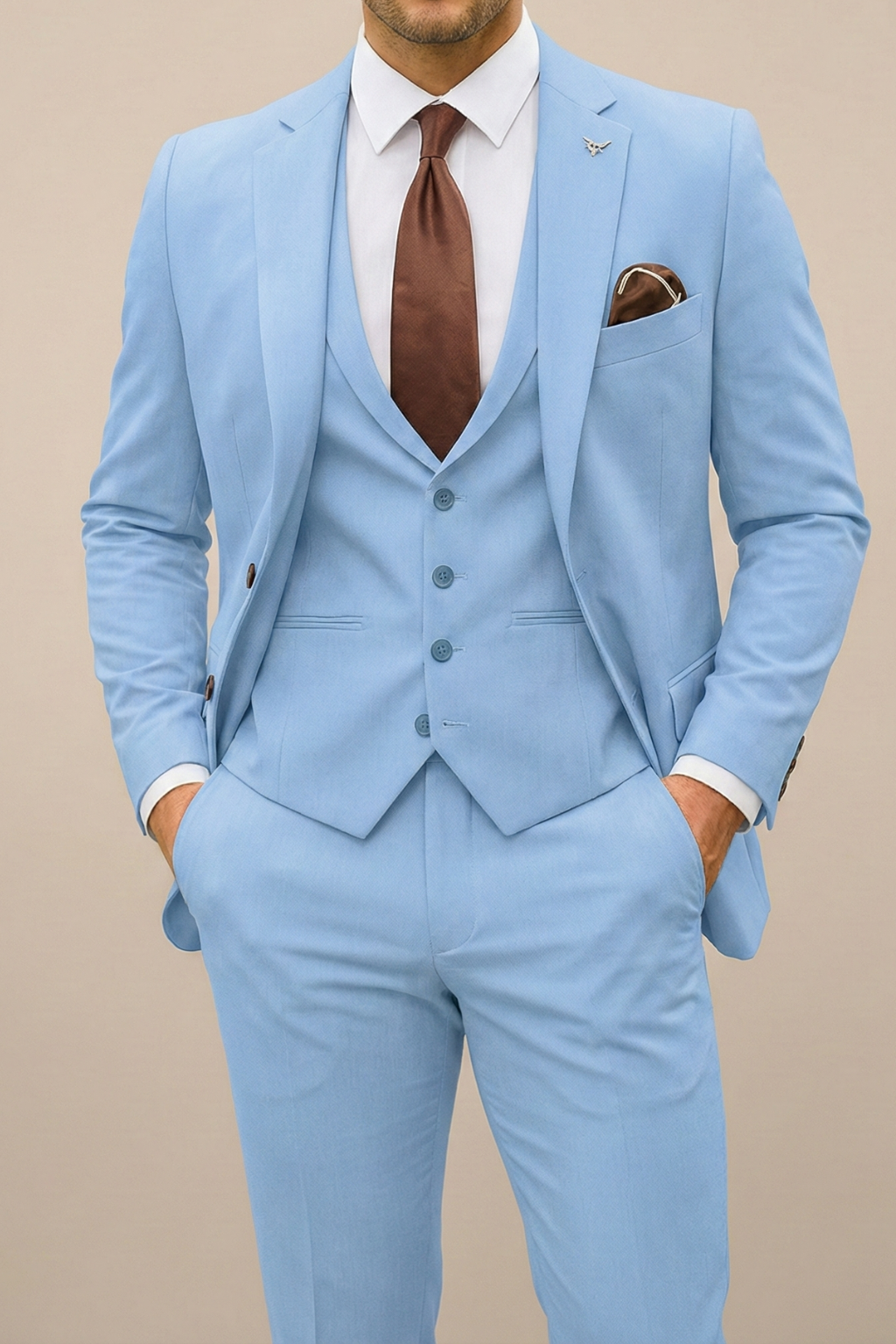 Men's Three Piece Suit Woven Fabric Notch Lapel Slim Fit Wedding