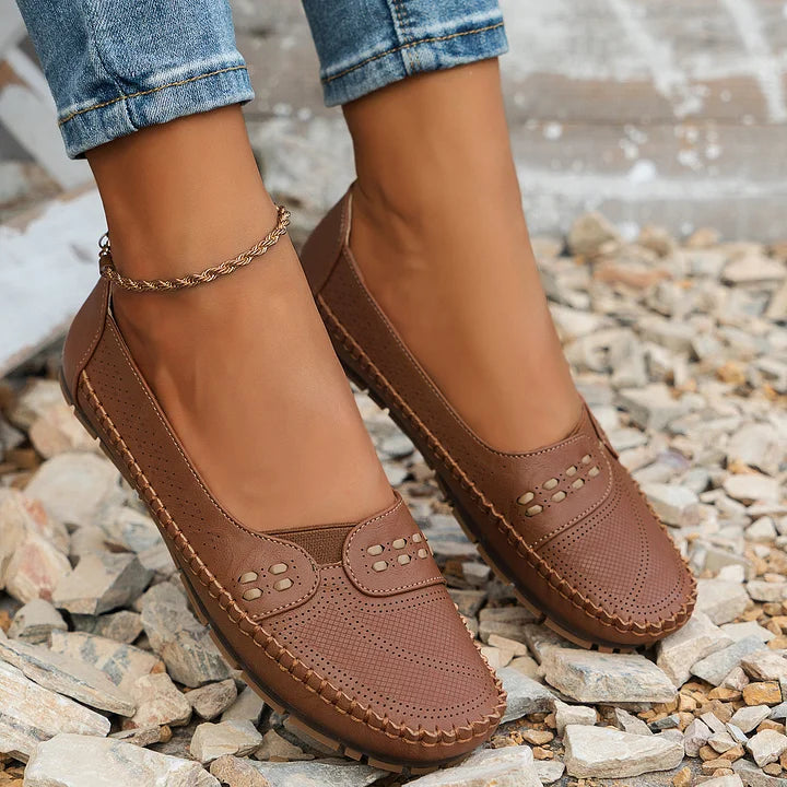 Women's Shoe Suede Slip On Flat Cushioned Footbed