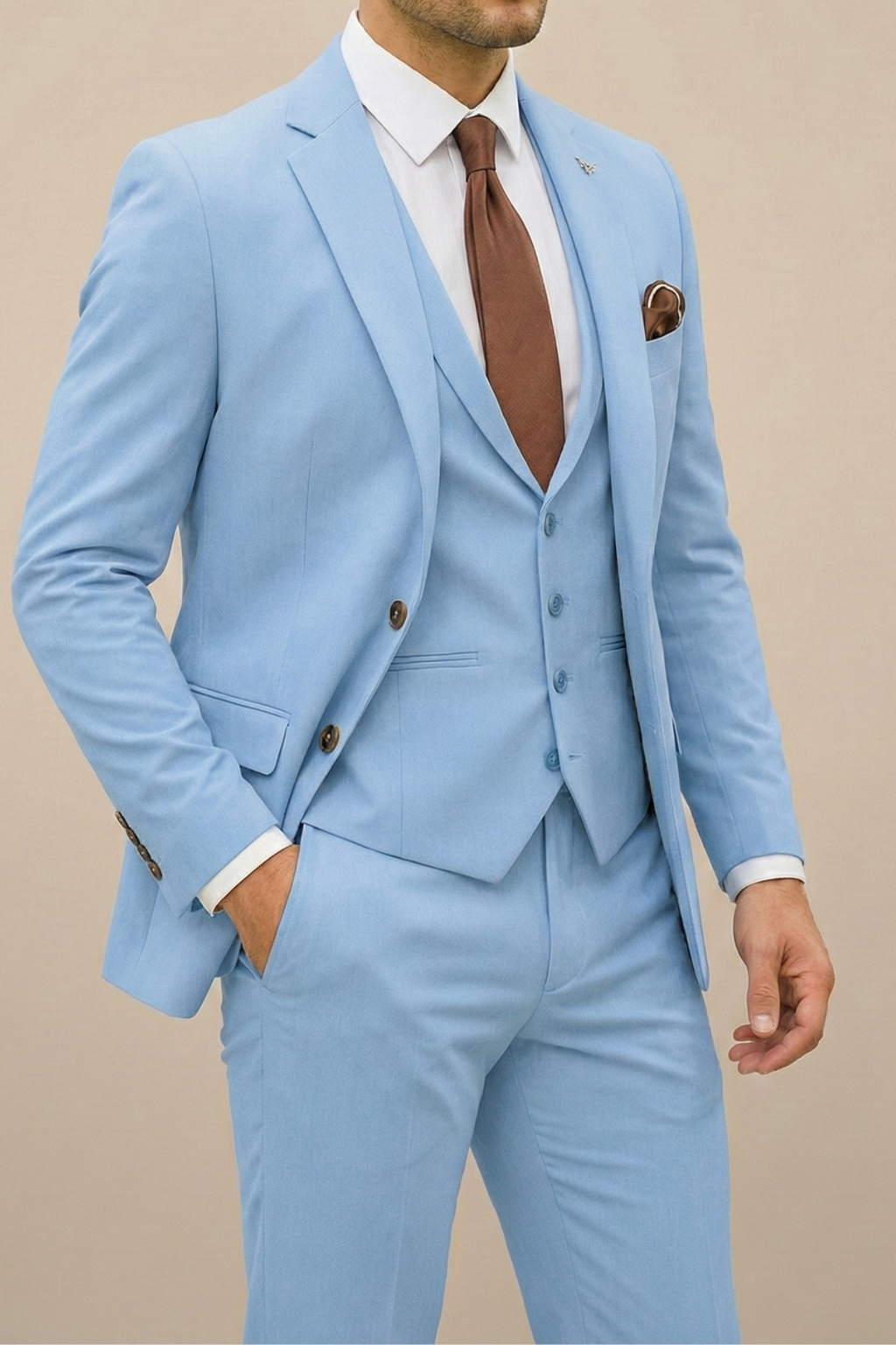 Men's Three Piece Suit Woven Fabric Notch Lapel Slim Fit Wedding