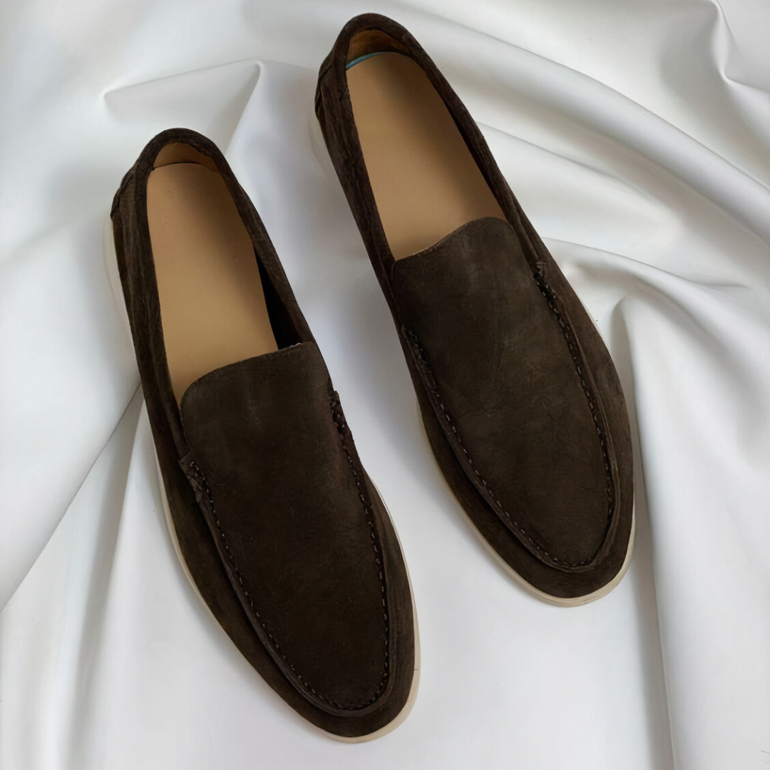 Men’s Suede-Look Slip-On Loafers with Low-Profile Flat Sole