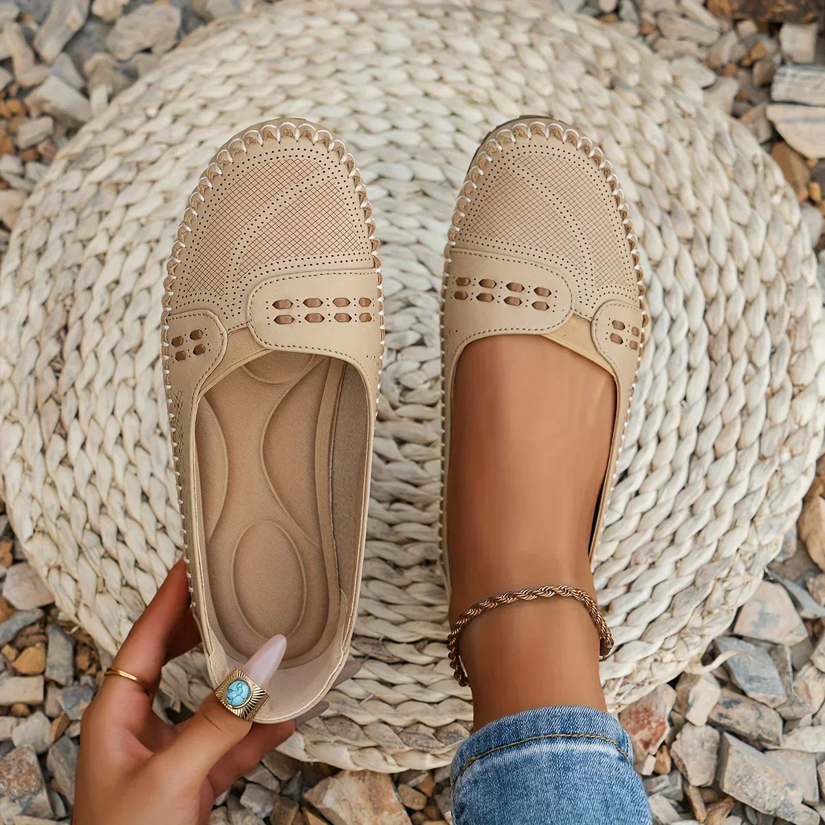 Women's Shoe Suede Slip On Flat Cushioned Footbed