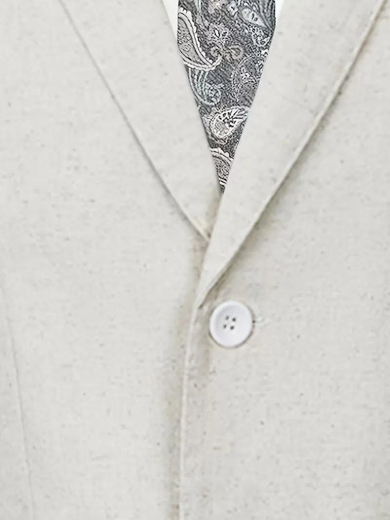 Men's Linen Suit Two Piece Notch Lapel Two Button Slim Fit Wedding