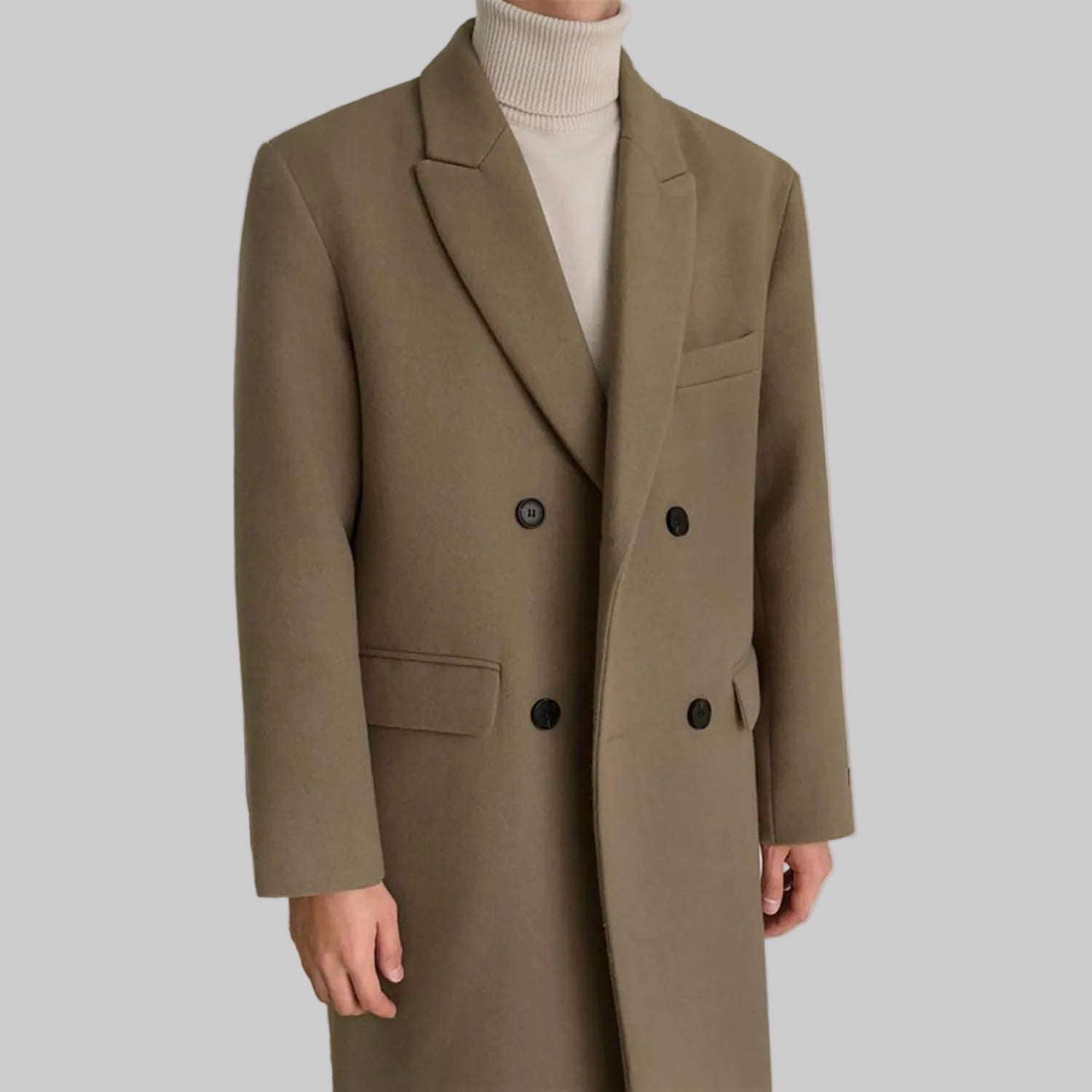 Armand / Men’s Double-Breasted Overcoat with Notched Lapel