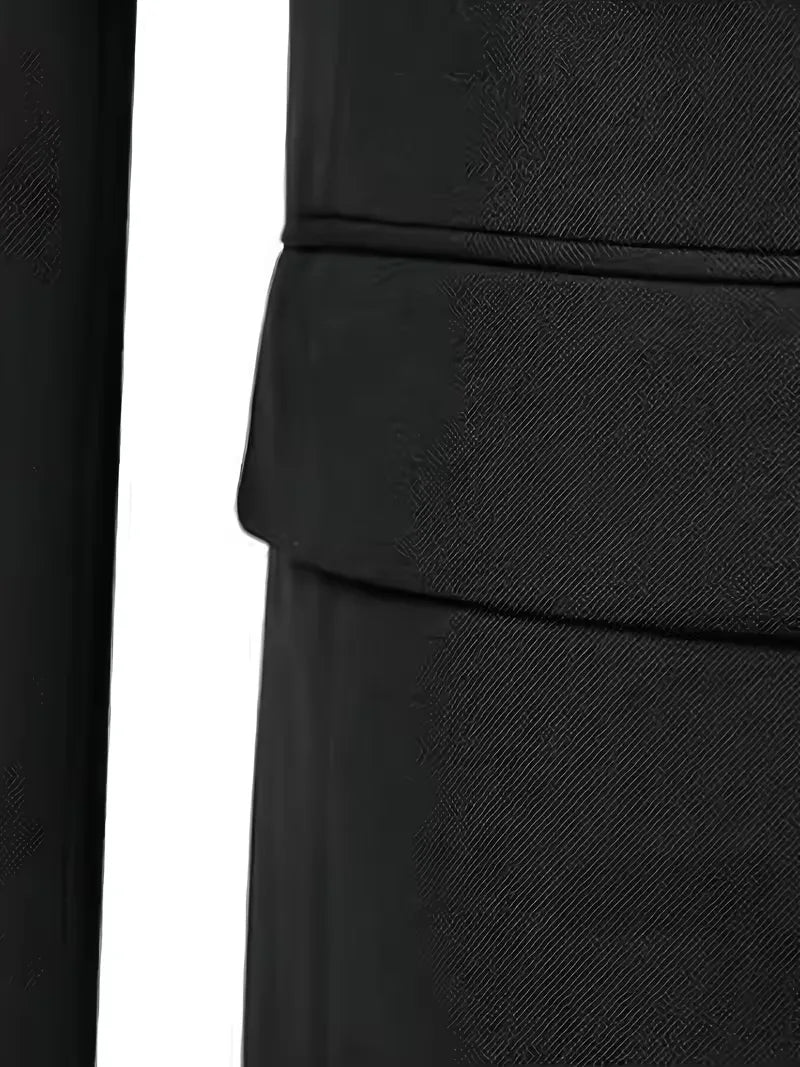 Men's Three Piece Suit Woven Fabric Peak Lapel Double Breasted Waistcoat