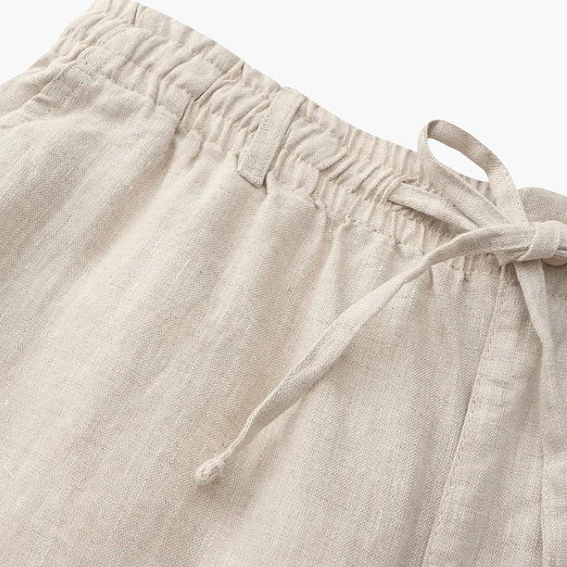 Men's Linen Shorts Elasticated Waist Drawstring Straight Leg Casual