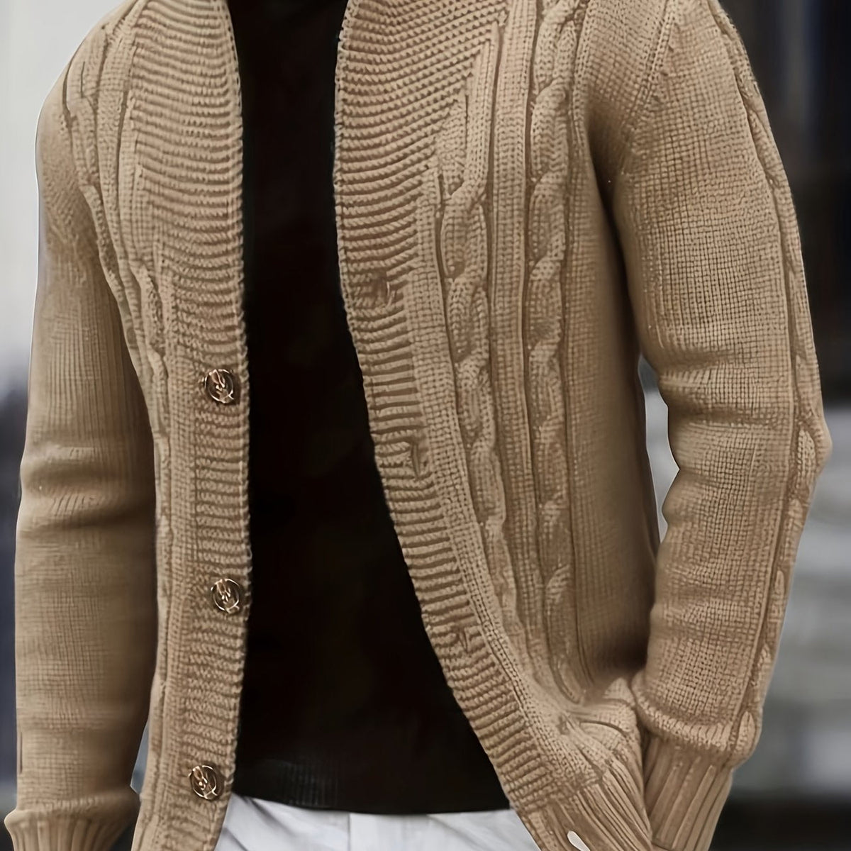 Benedict | Men's Cable-Knit Button-Front Cardigan