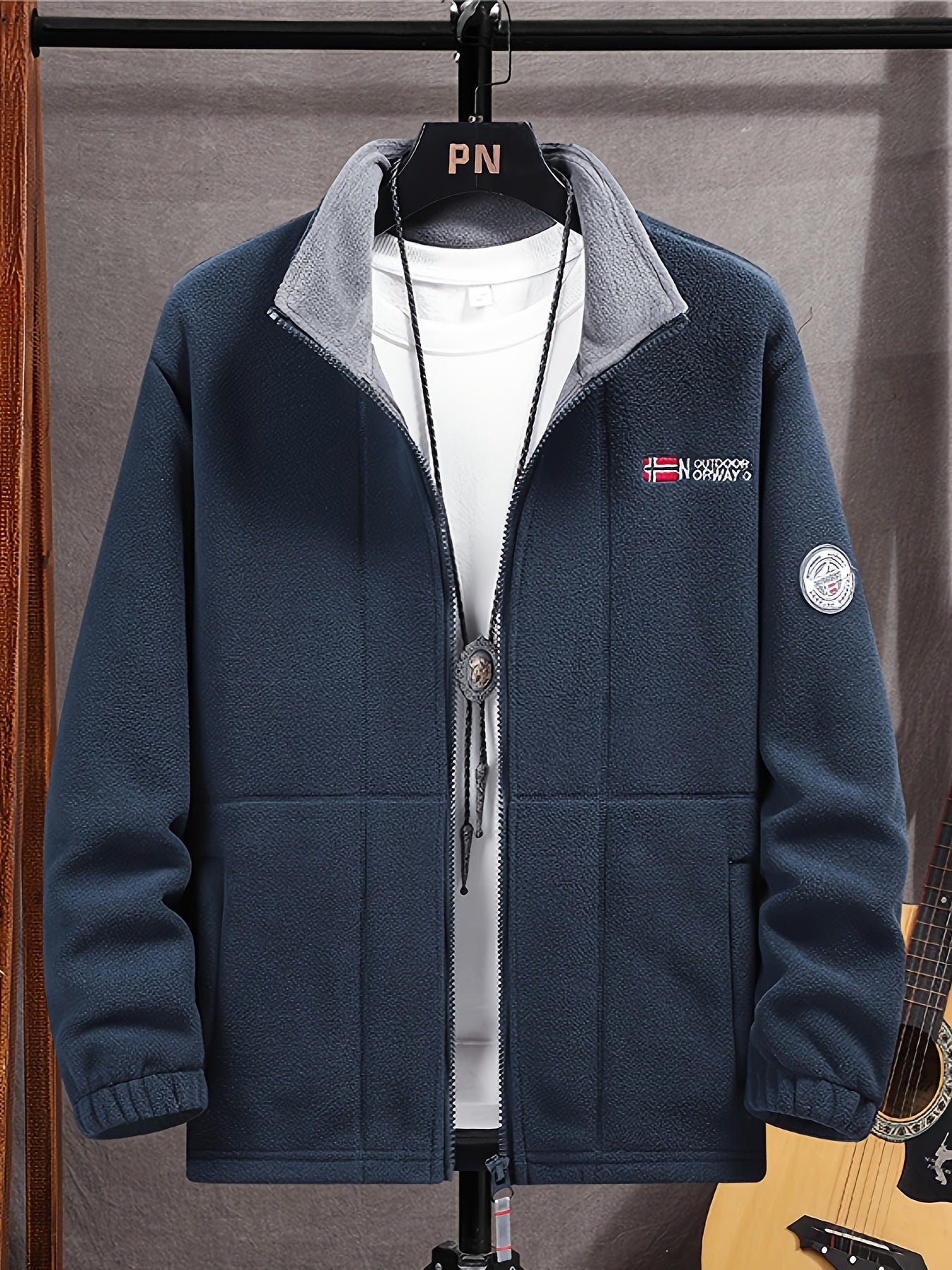 Julius / Men’s Fleece Zip Jacket with High Collar