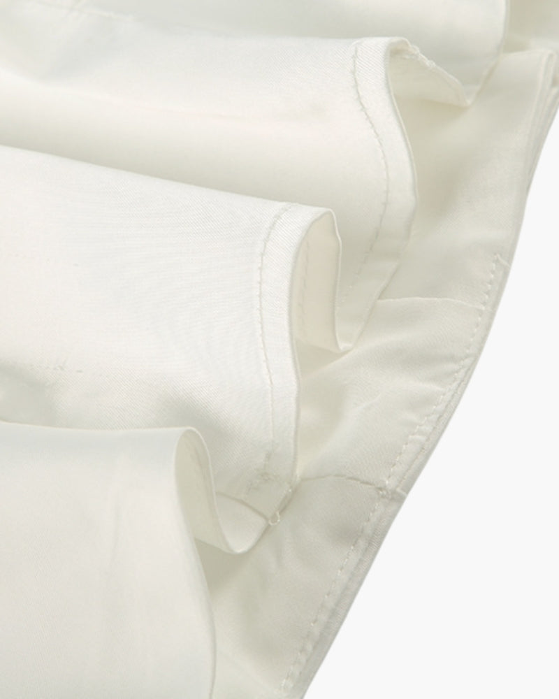 Pearl / Satin Co-Ord Set with Blouse & A-Line Midi Skirt