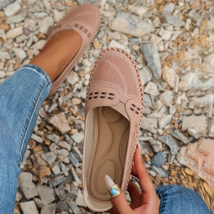 Women's Shoe Suede Slip On Flat Cushioned Footbed