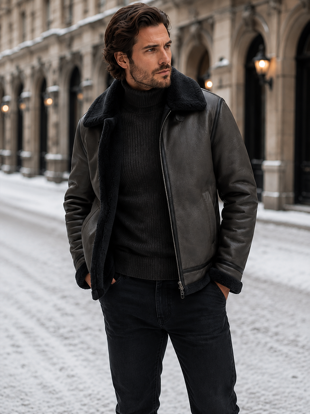 Cedric | Men's Classic Aviator Jacket with Faux-Shearling Lining - original photo 4
