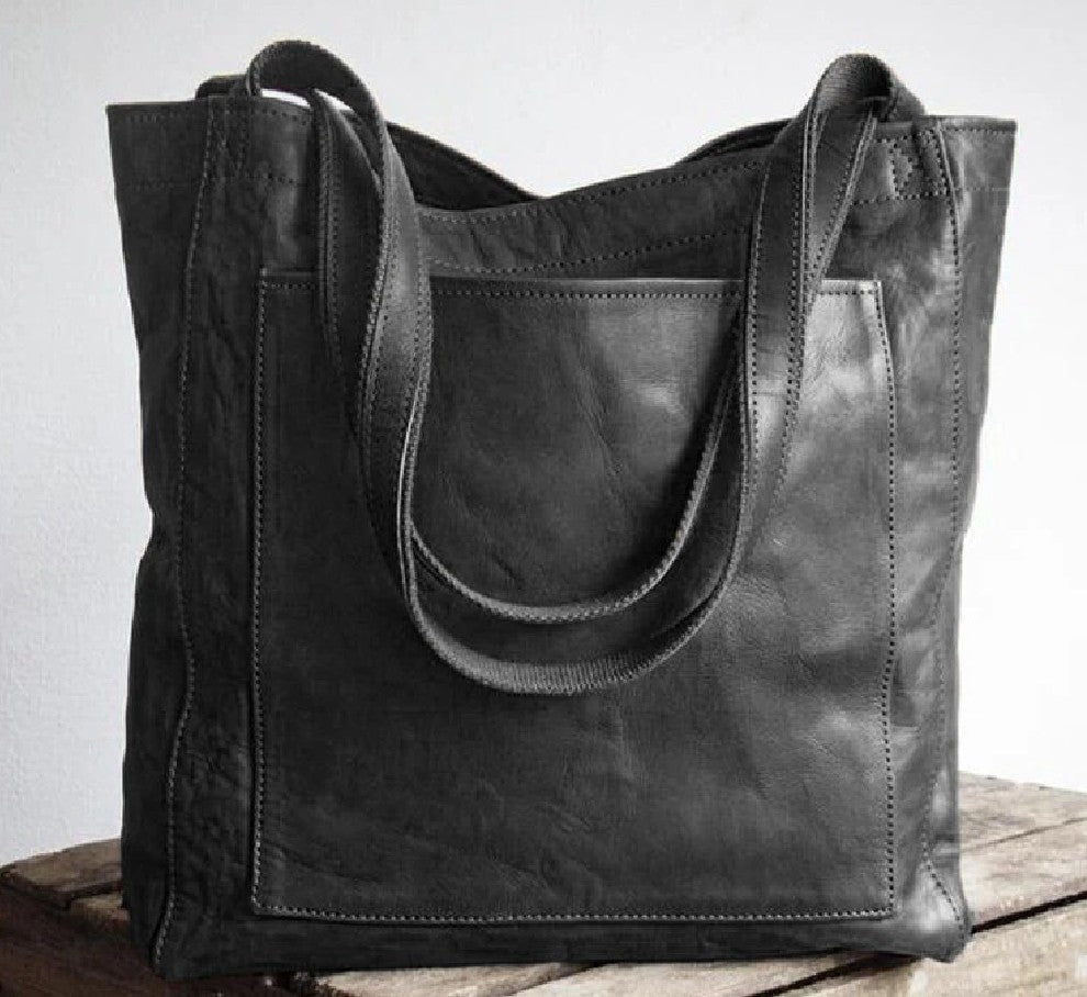 Classic Leather Tote Women Premium Leather Suede Lining Spacious Interior