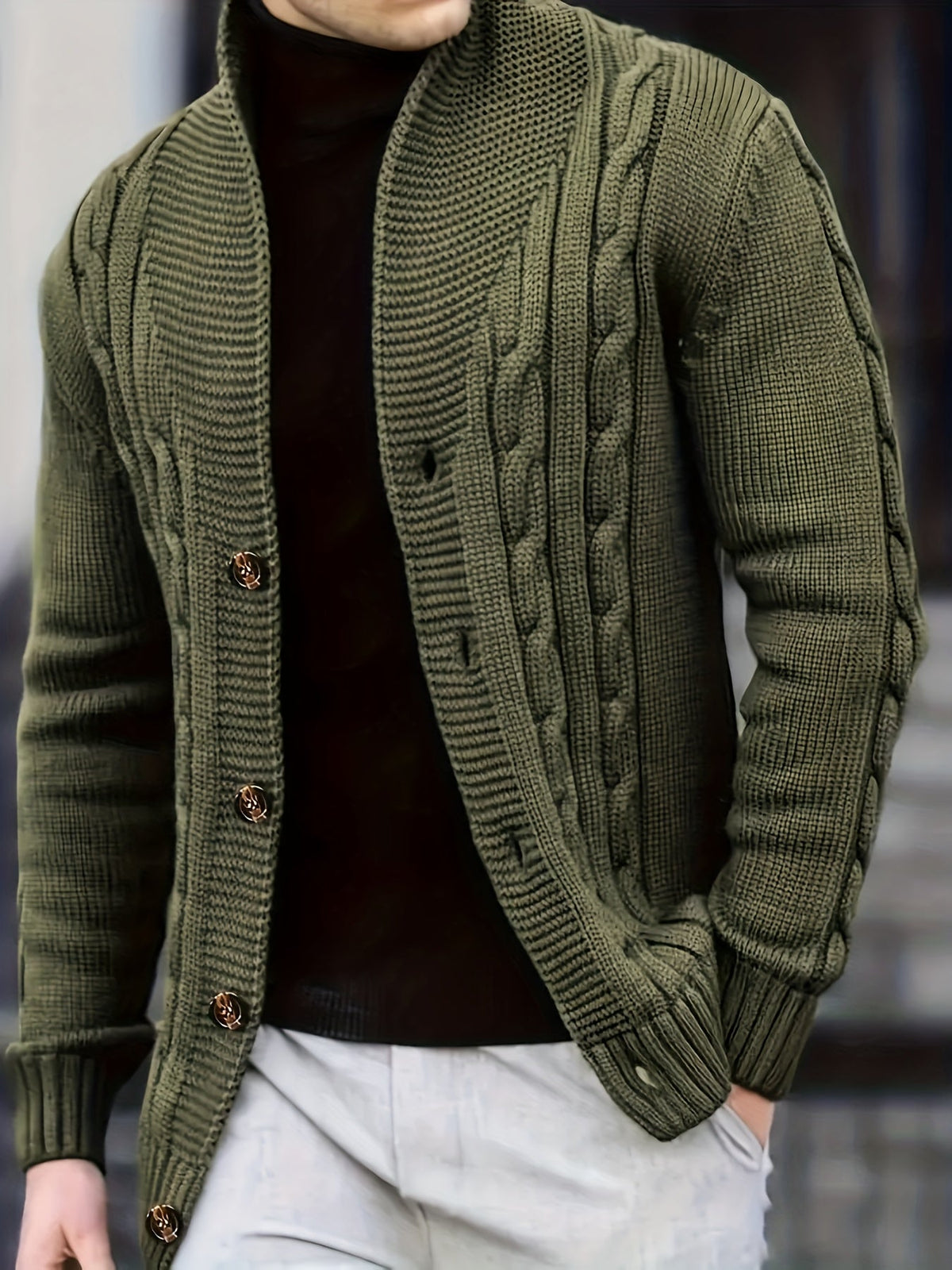 Benedict | Men's Cable-Knit Button-Front Cardigan