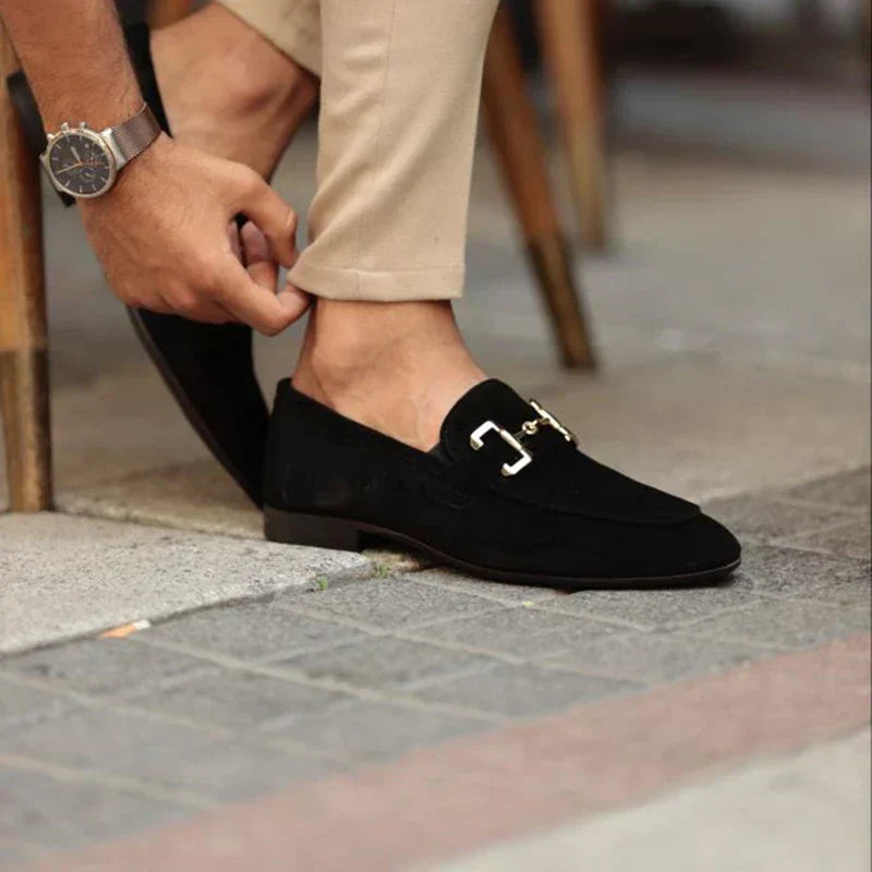 Men's Horsebit Loafers Suede Slip On Metal Buckle Smart Casual