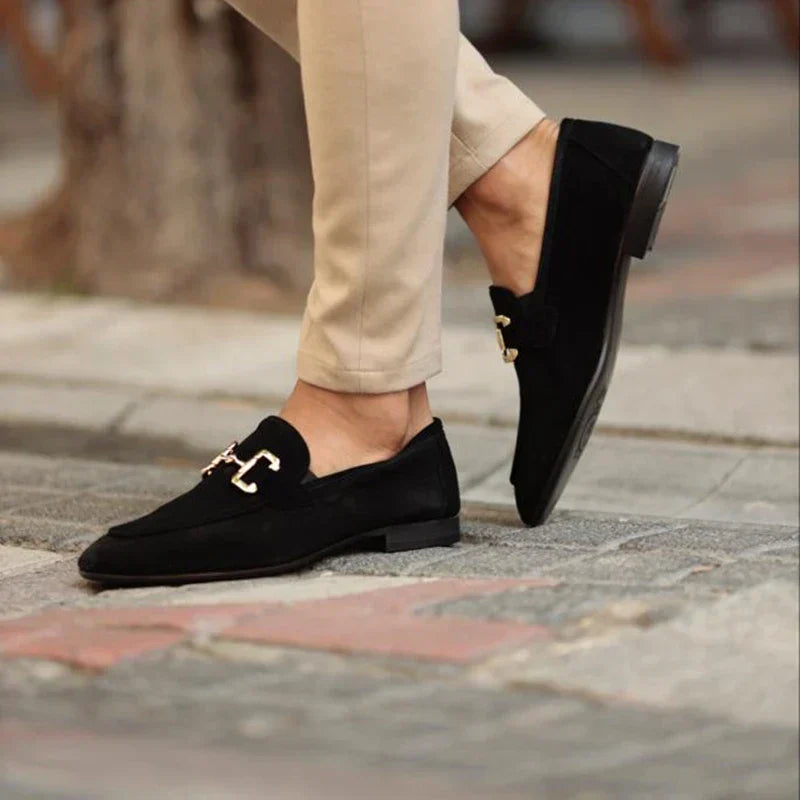 Men's Horsebit Loafers Suede Slip On Metal Buckle Smart Casual