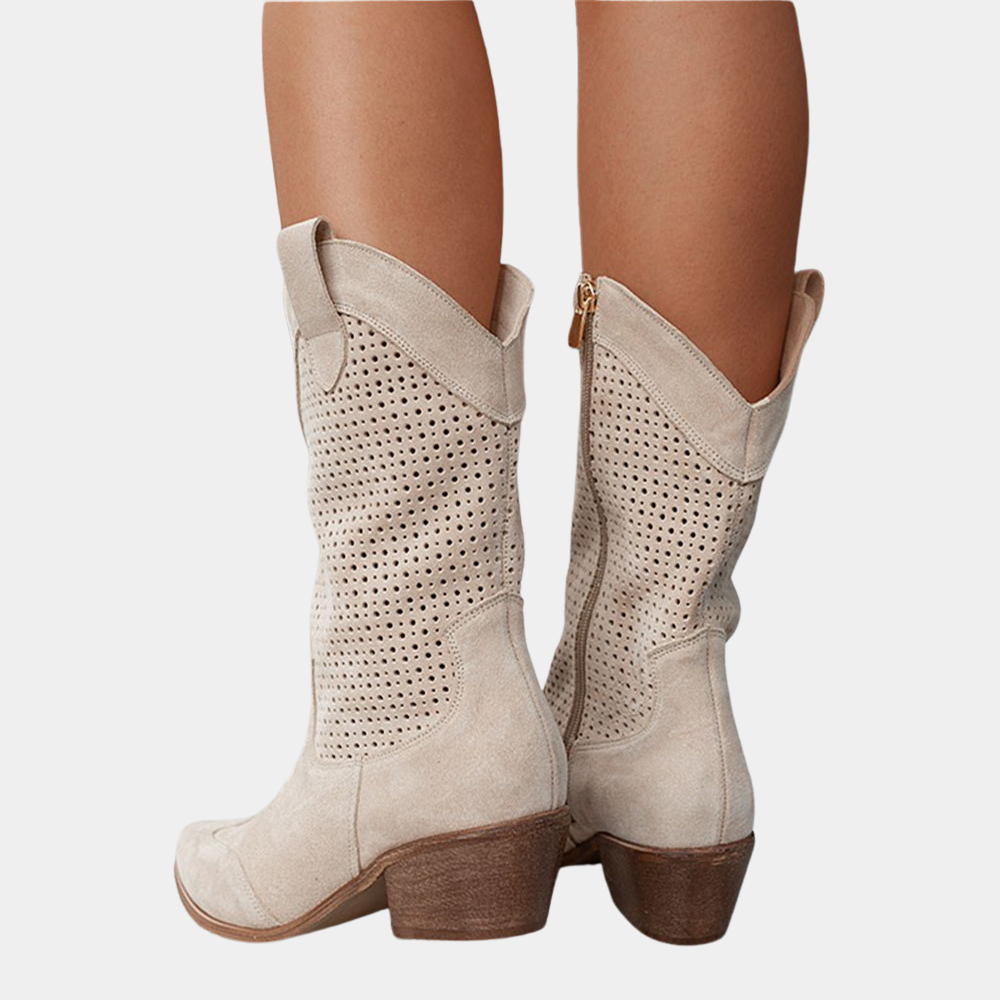 Cowboy Style Orthopedic Boots Women Faux Leather Cushioned Insole