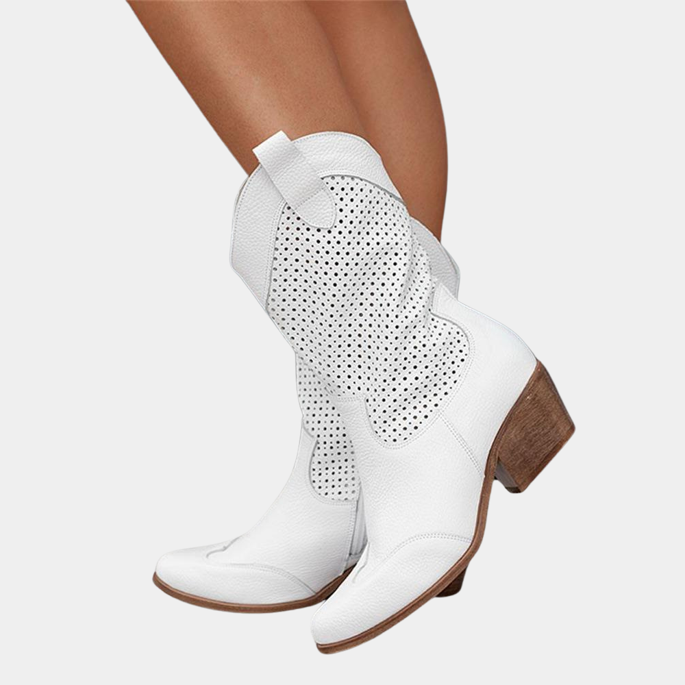 Cowboy Style Orthopedic Boots Women Faux Leather Cushioned Insole