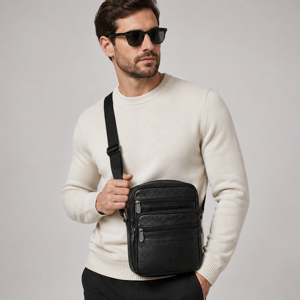 Wilfred | Men's Leather-Look Shoulder Bag with Organised Pockets - product photo 1