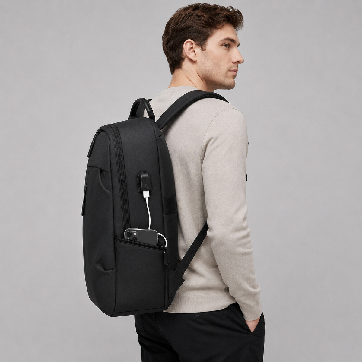 Oswin | Men's Minimalist Multi-Pocket Everyday Backpack - original photo 5