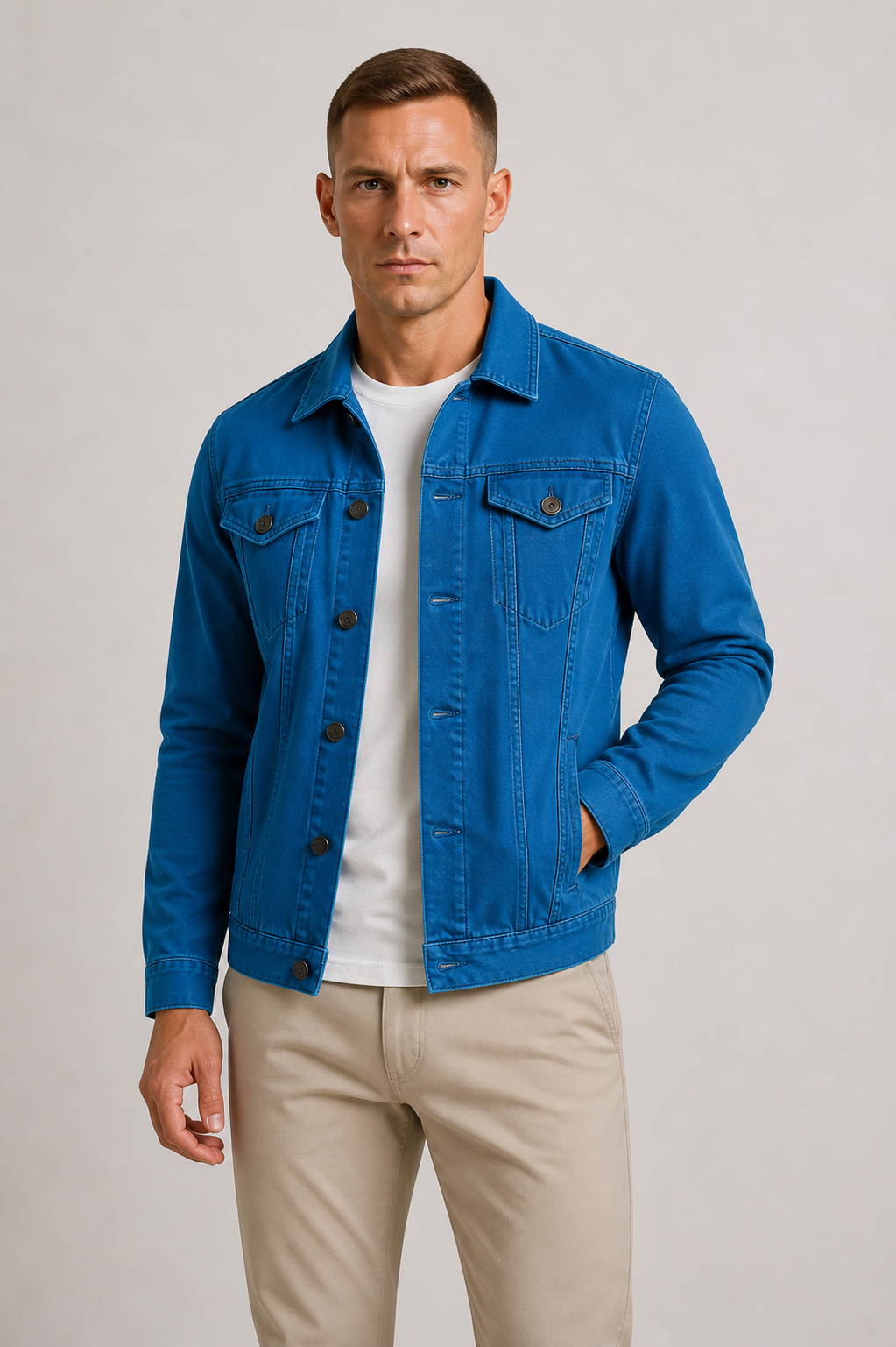 Beckett | Men's Classic Button-Front Denim Jacket source image 3