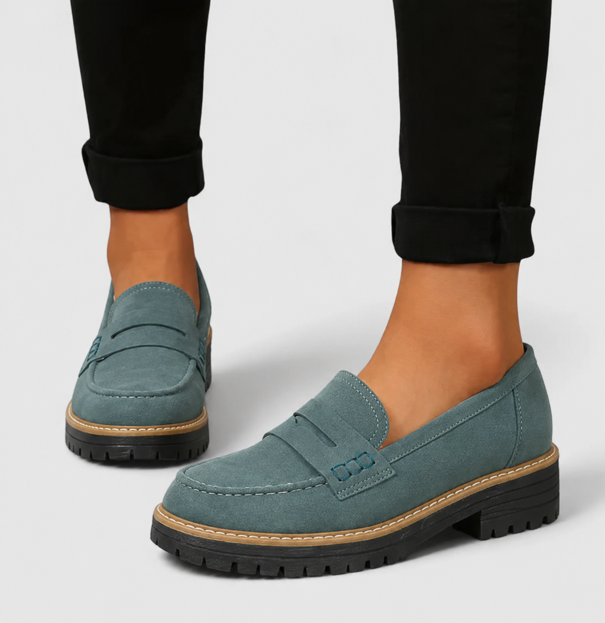Women's Loafer Suede Platform Cushioned Footbed