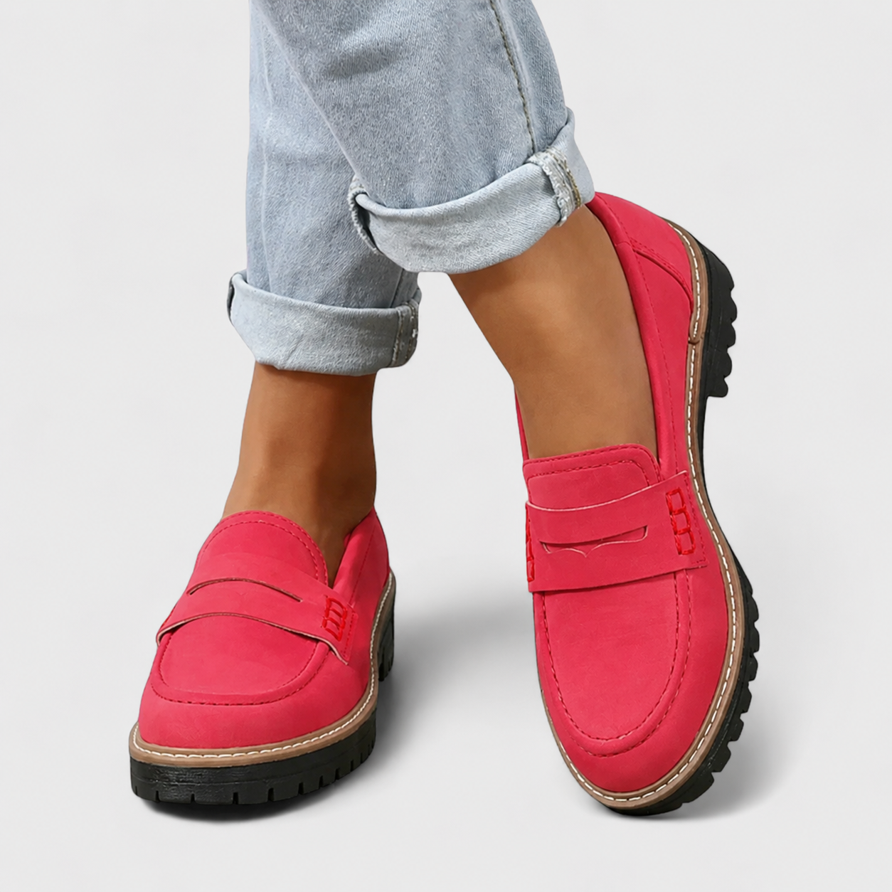 Women's Loafer Suede Platform Cushioned Footbed
