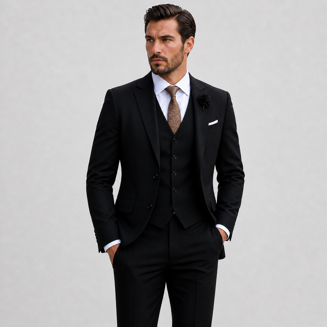 Men's Linen Suit Three Piece Notch Lapel Tailored Fit Wedding