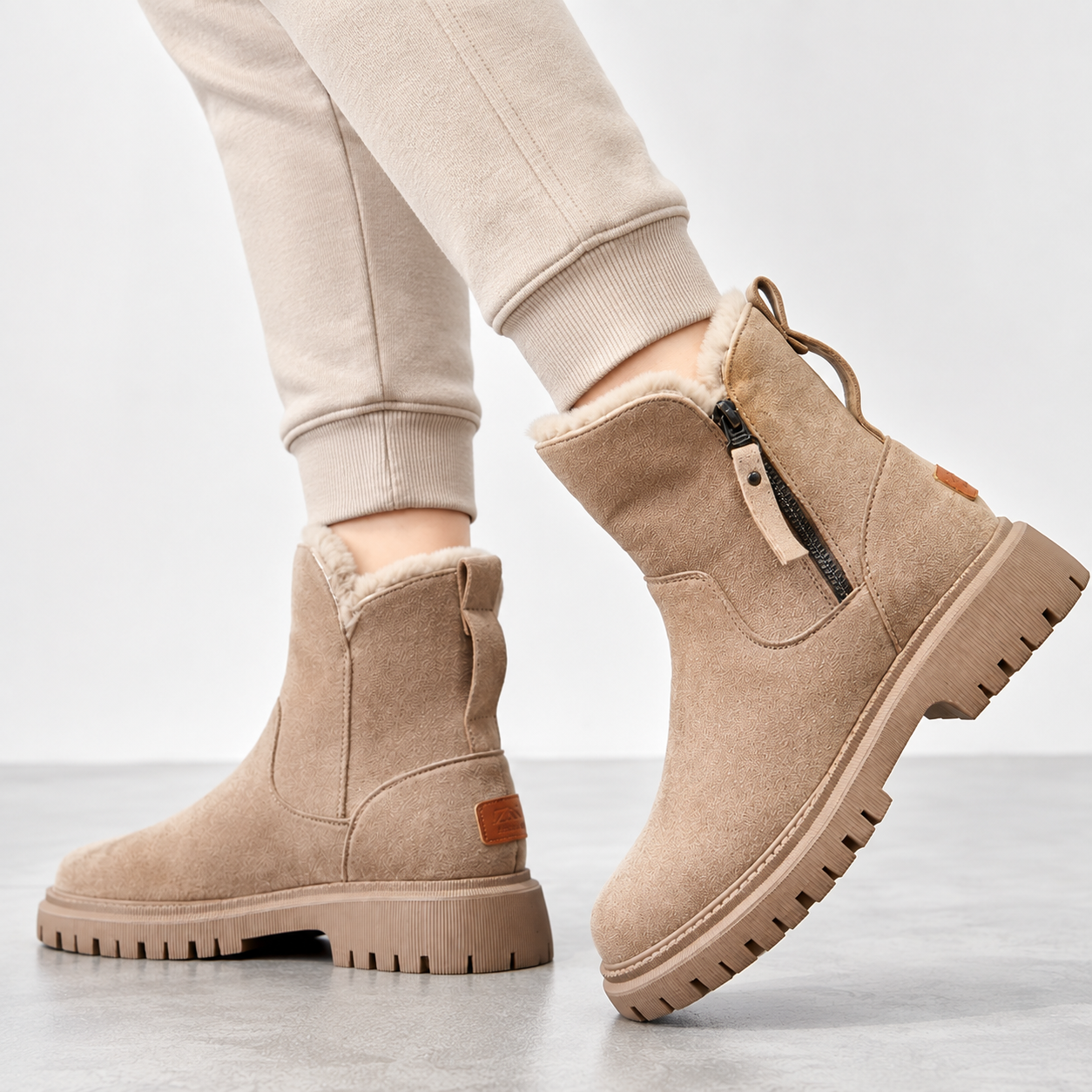 Women's Ankle Boots Faux Fur Lined Chunky Sole