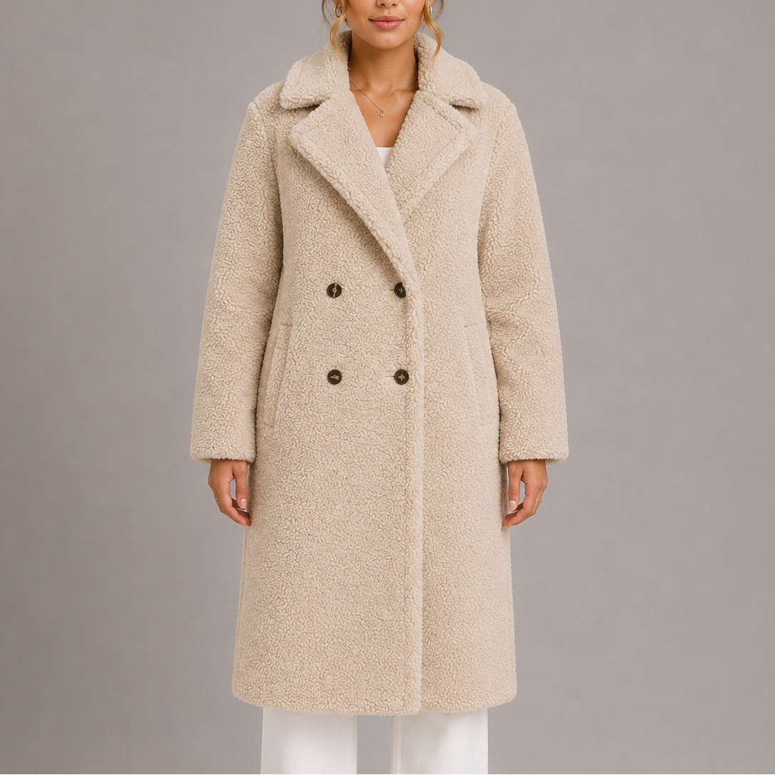 Women's Teddy Coat Double Breasted Oversized Collar