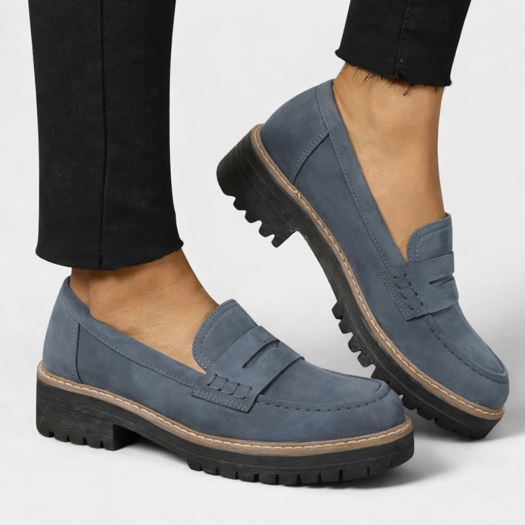 Women's Loafer Suede Platform Cushioned Footbed