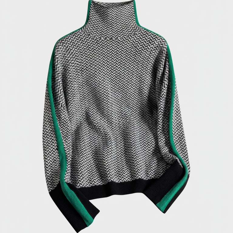Striped Pullover with High Neck