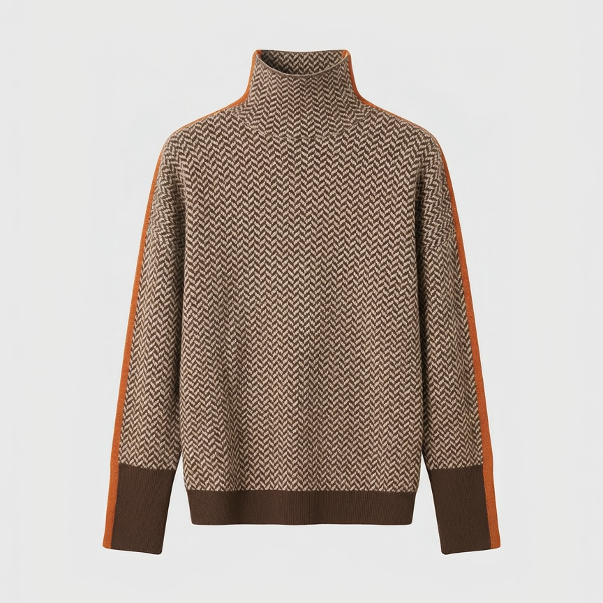 Striped Pullover with High Neck