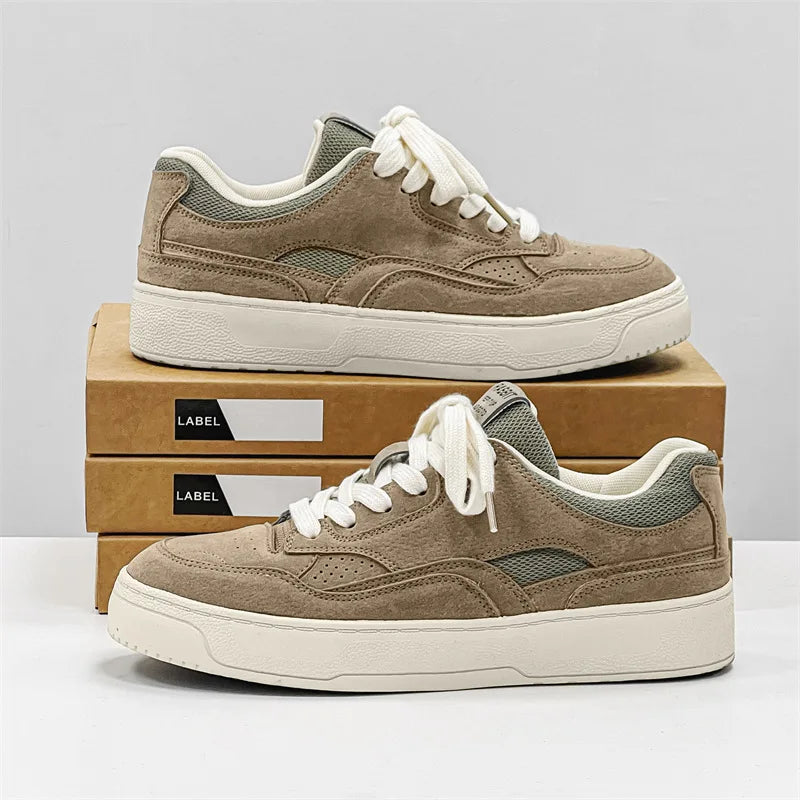 Zevran / Menās Leather Walking Sneakers with Rubber Outsole