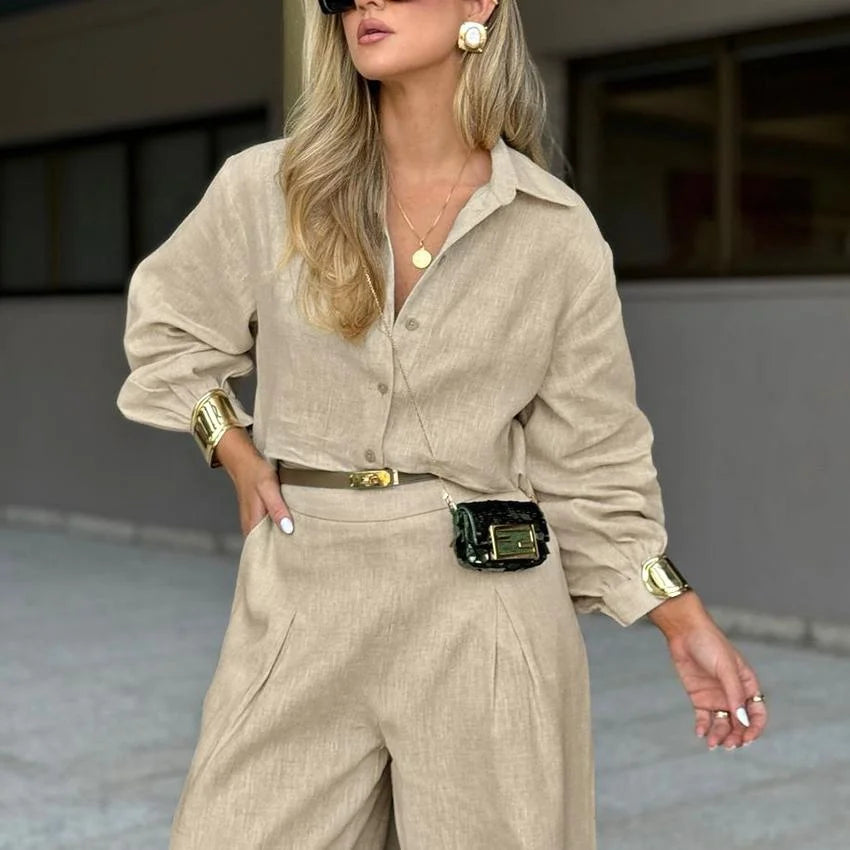 Suit Set in Cotton-Linen Two-Piece