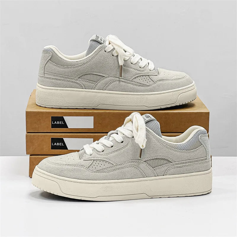 Walking Sneakers in Leather with Rubber Outsole