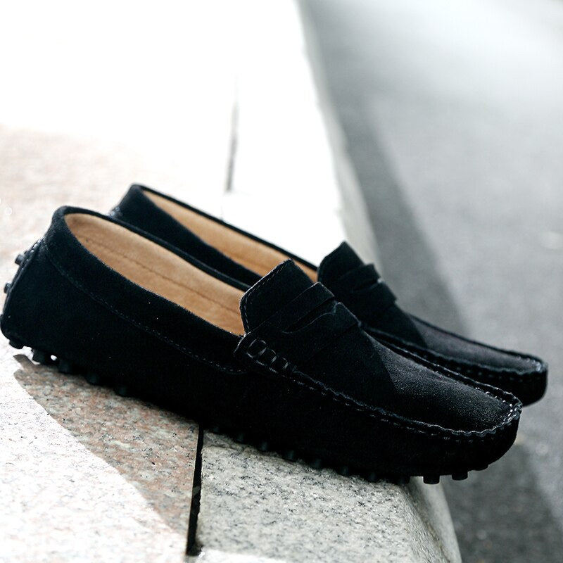 Men's Penny Loafers Suede Moccasin Toe Slip On Casual Driver